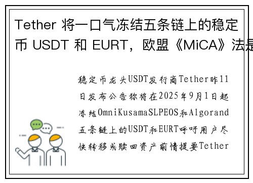 Tether 将一口气冻结五条链上的稳定币 USDT 和 EURT，欧盟《MiCA》法是背后主因